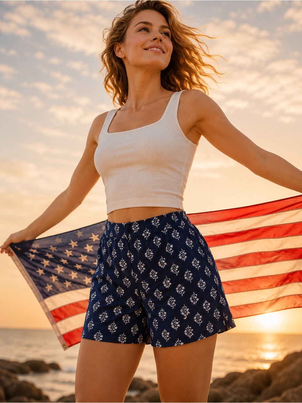 J. Crew Navy Printed High-Waist Women’s Shorts